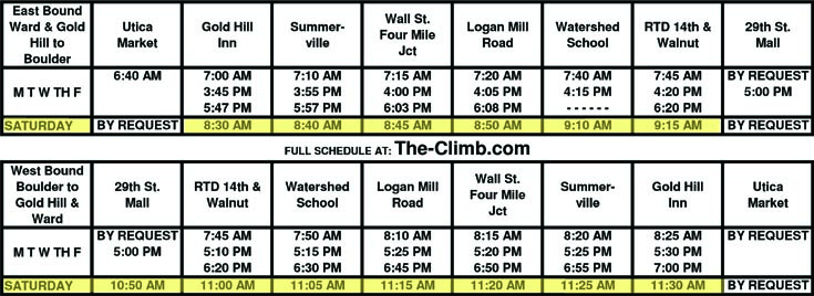 climb schedule